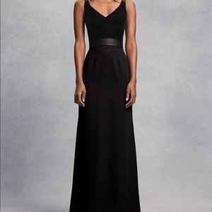 Vera Wang full length crepe and velvet dress